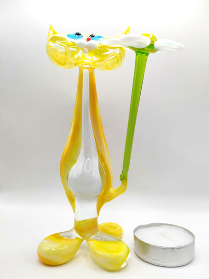 The Bloom Bearer – Cat with Flower Figurine